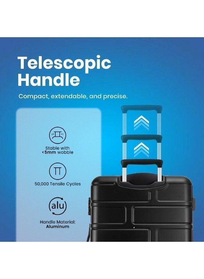 AMERICAN TOURISTER Bricklane Suitcase, Cabin Size 55 cm / 20 inch, 4 Spinner Wheels, Hard Top, Polycarbonate, Jet Black|Lightweight|Scratch & Impact Resistance|TSA Lock|Inner Mesh Zippered Pocket - 3 Years International Warranty - Image 5